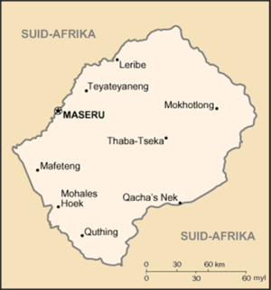 'n Kaart van Lesotho.